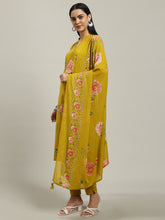 Printed Cotton Blend Kurta With Pants & Dupatta